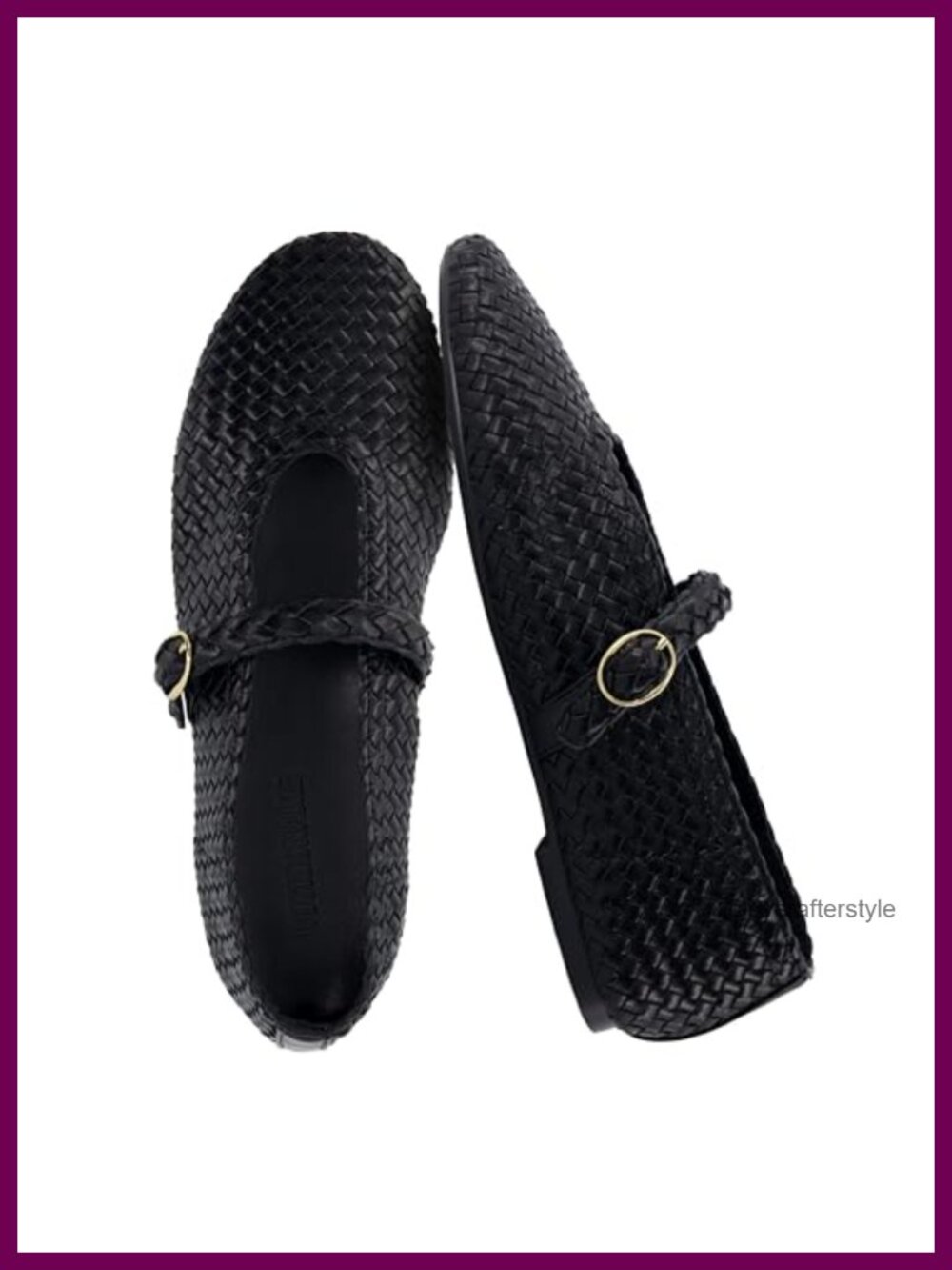 Woven Mary Jane Flats with Memory Foam & Adjustable Strap